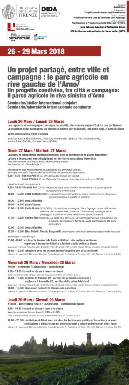 Progetto condiviso fra città e campagna: il parco agricolo di Riva sinistra d'Arno, 27-29 Marzo 2018